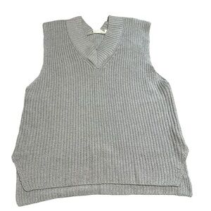 Eco by Design women's oversized small grey v-neck knit sweater vest